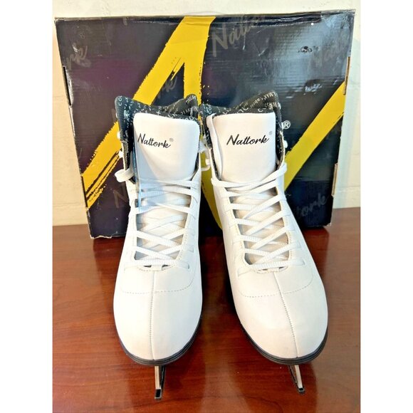 Nattork Coolmax Figure Skates Women's Size 10 White NIB - Picture 3 of 16